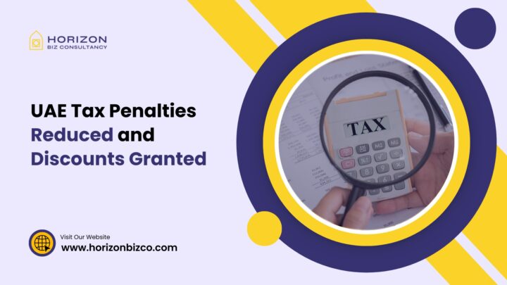 An image illustrating a scale with one side depicting tax penalties reduced and the other showing discounts granted, symbolizing the recent adjustments to tax regulations in the UAE.